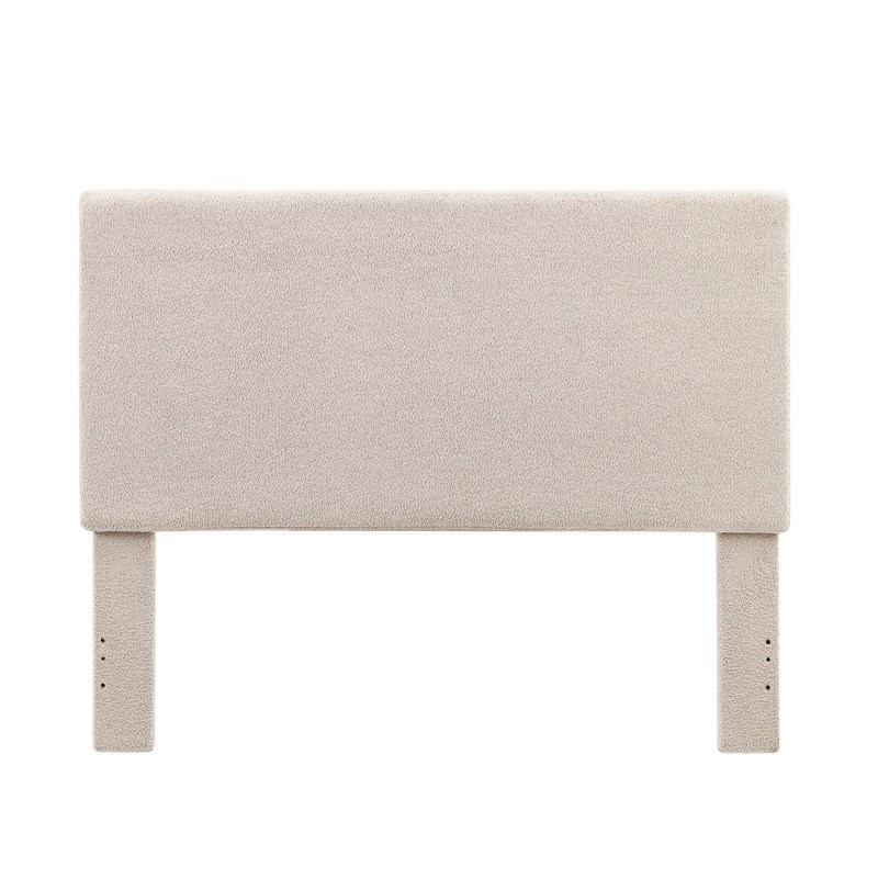 Linon Tristan Full Queen Sherpa Upholstered Rectangle Headboard in Off White