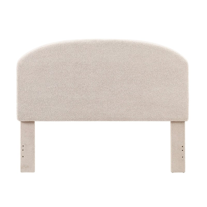 Linon Tristan Full Queen Sherpa Upholstered Rounded Headboard in Off White
