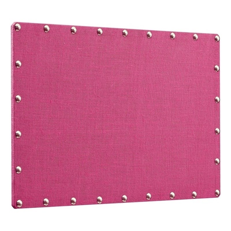 Linon Burlap Office Bulletin Board in Hot Pink