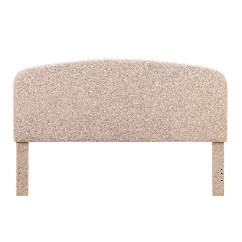 Linon Tristan King Sherpa Upholstered Rounded Headboard in Off White