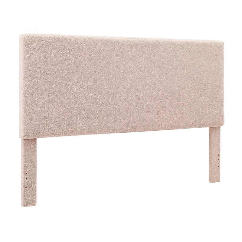 Linon Tristan King Sherpa Upholstered Rectangle Headboard in Off White