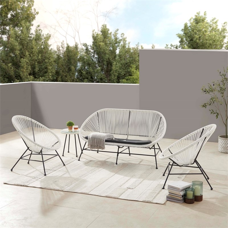 Linon Tallie Outdoor Metal Single Chair in White