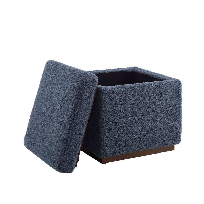 Linon Hawn Wood Upholstered Square Ottoman in Dary Gray