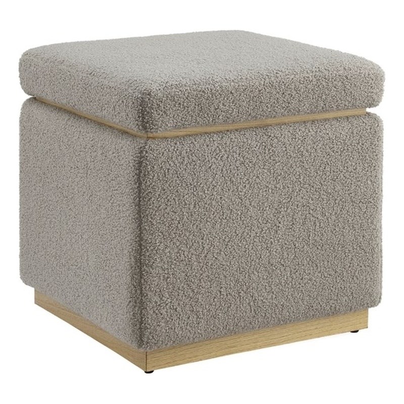 Linon Hawn Wood Upholstered Square Ottoman in Gray