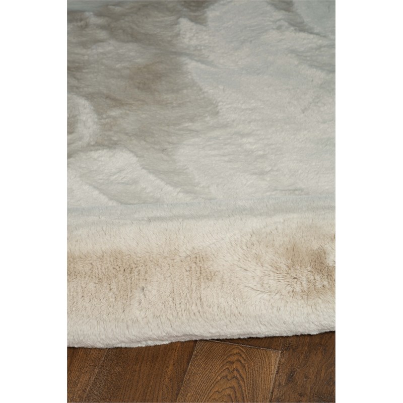 Linon Maven Faux Rabbit Polyester 3'x5' Accent Rug in Pale Gray