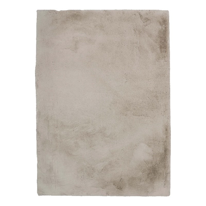 Linon Maven Faux Rabbit Polyester 3'x5' Accent Rug in Pale Gray