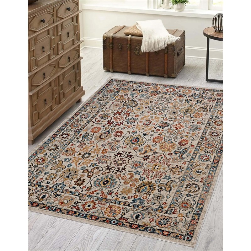 Linon Great Zero Laramie Polyester 3'x5' Accent Rug in Ivory