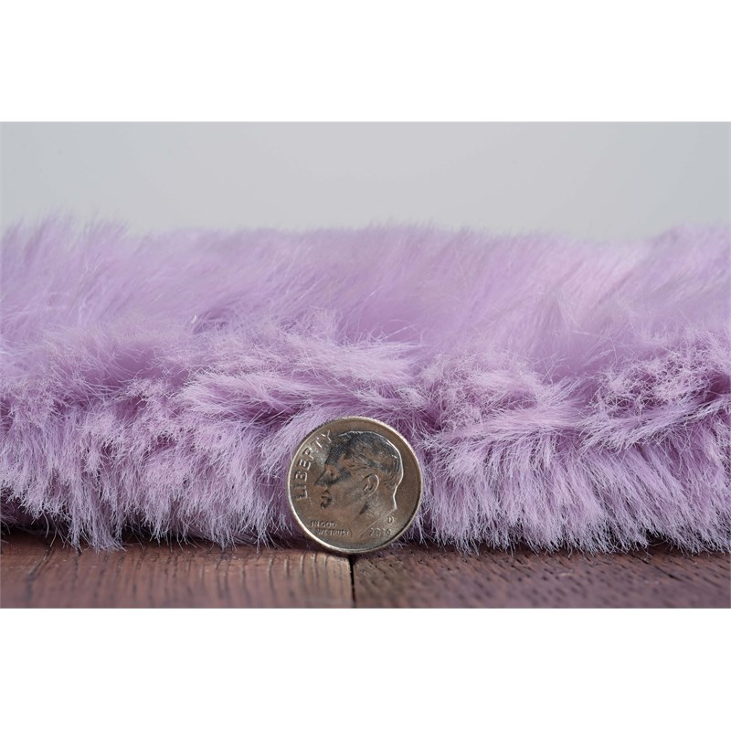Linon Maven Faux Rabbit Polyester 5'x7' Area Rug in Purple