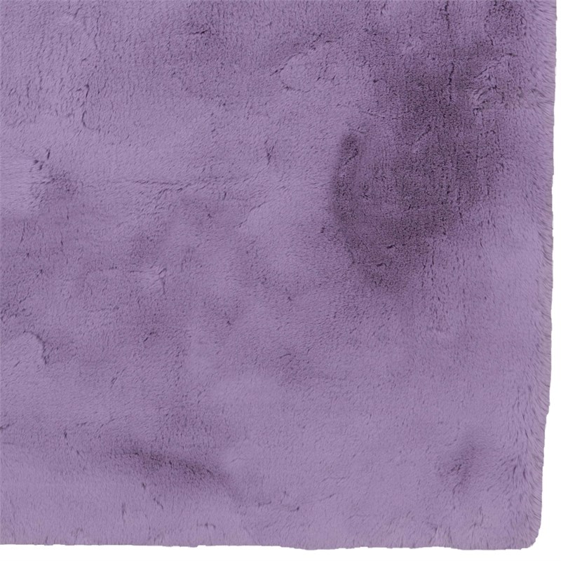 Linon Maven Faux Rabbit Polyester 8'x10' Area Rug in Purple
