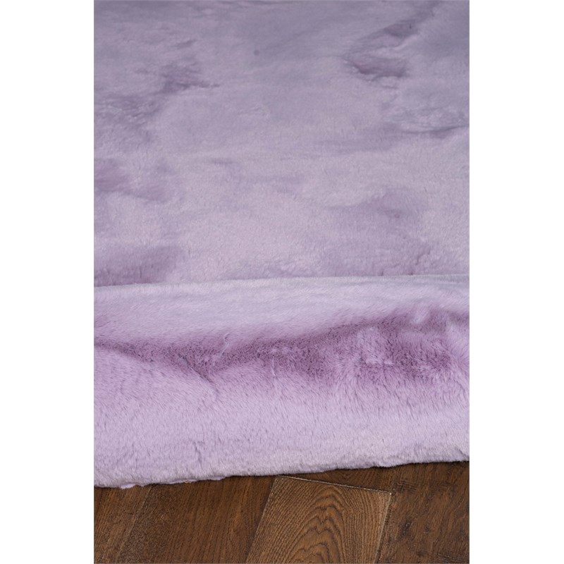 Linon Maven Faux Rabbit Polyester 8'x10' Area Rug in Purple