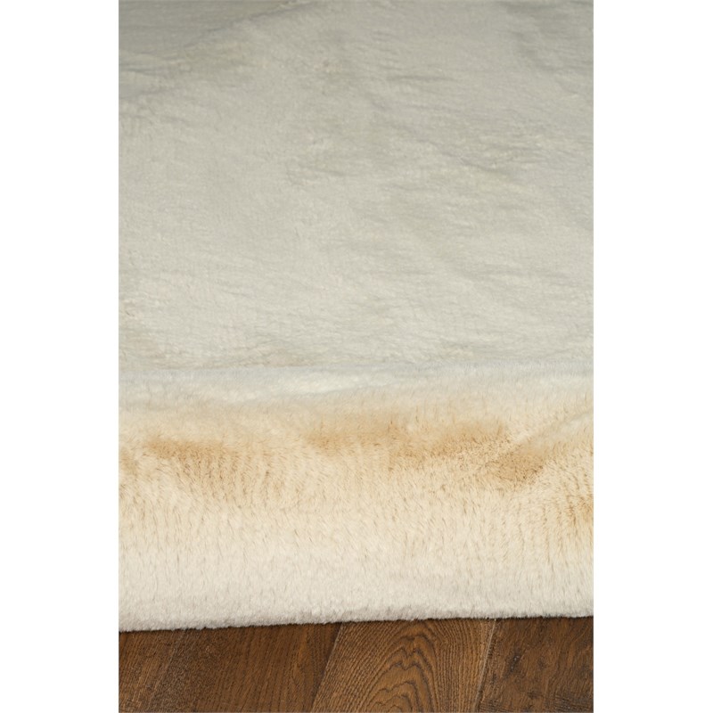 Linon Maven Faux Rabbit Polyester 3'x5' Accent Rug in Tan
