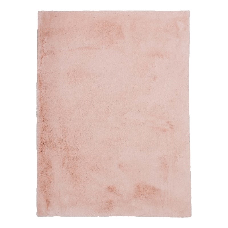 Linon Maven Faux Rabbit Polyester 3'x5' Accent Rug in Pink