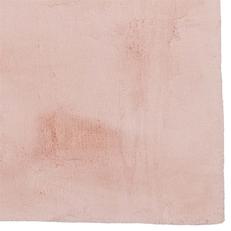 Linon Maven Faux Rabbit Polyester 8'x10' Area Rug in Pink