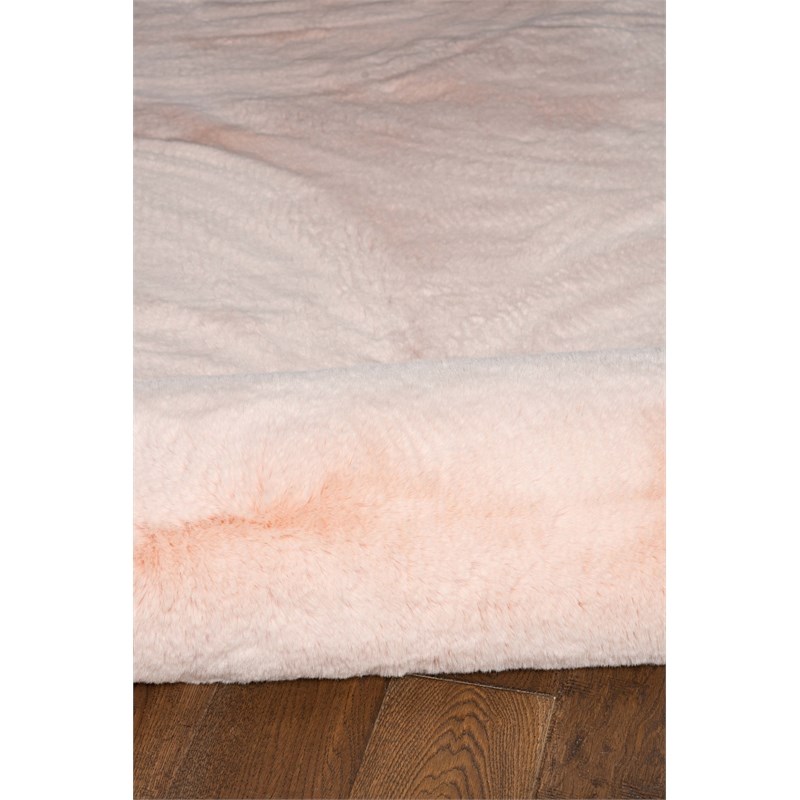 Linon Maven Faux Rabbit Polyester 8'x10' Area Rug in Pink