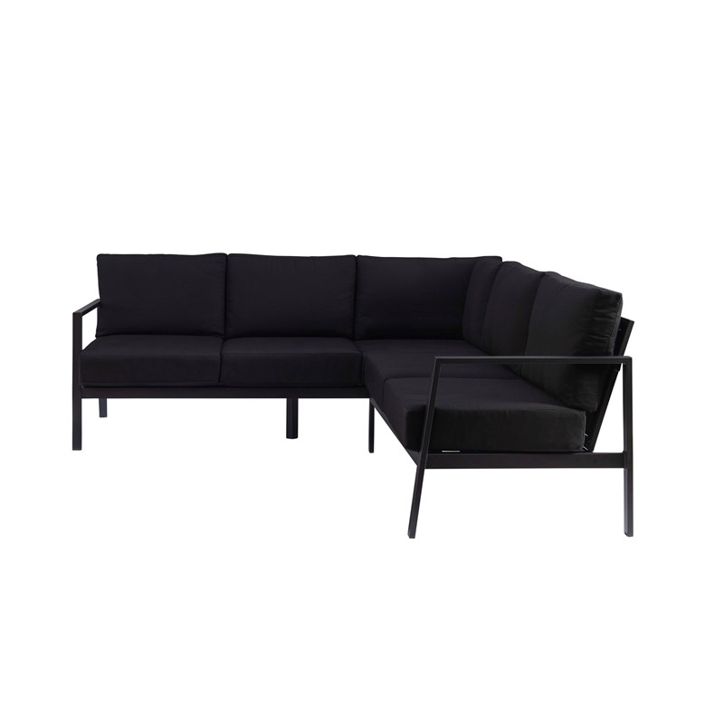 Linon Turner Metal Outdoor Sectional in Black