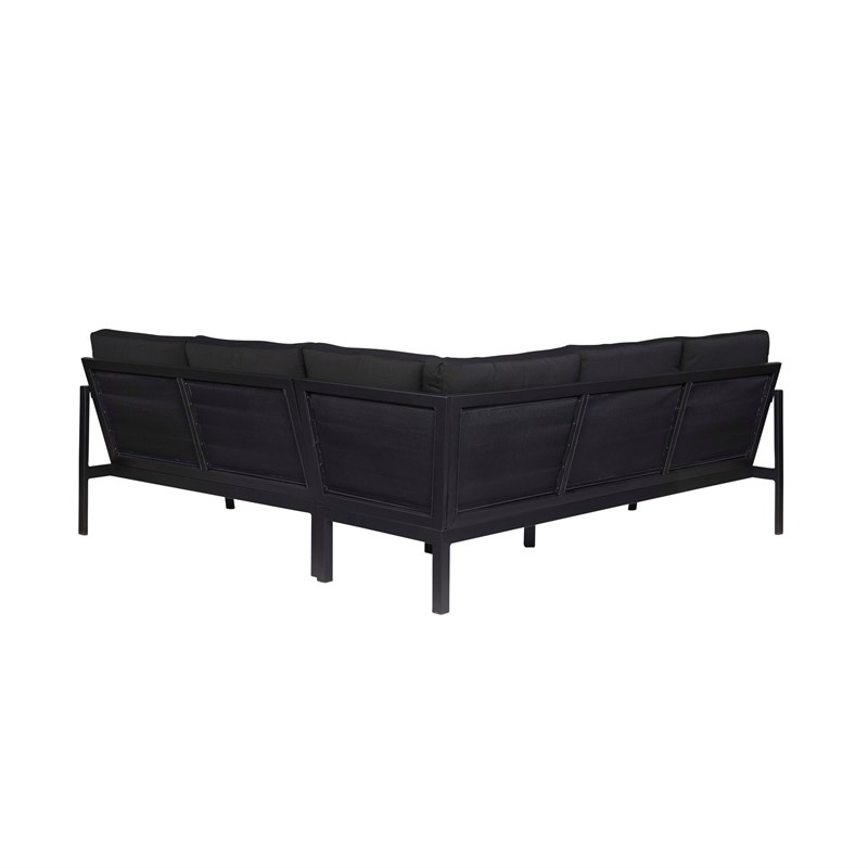 Linon Turner Metal Outdoor Sectional in Black