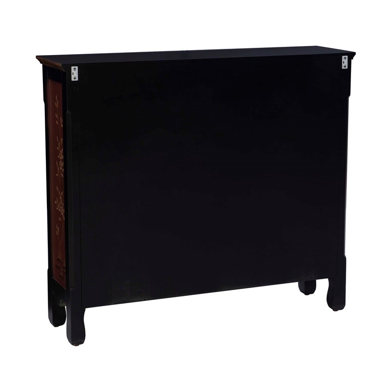 Linon Cillian Wood Two Door Hand Painted Cabinet Console in Red