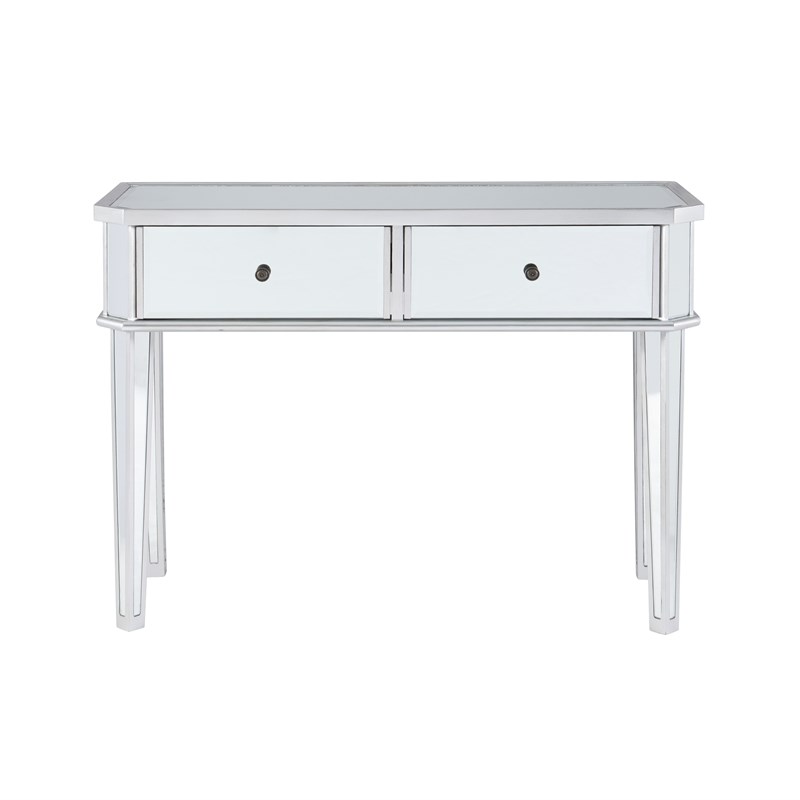 Linon Mason Mirrored Wood Console Table in Silver