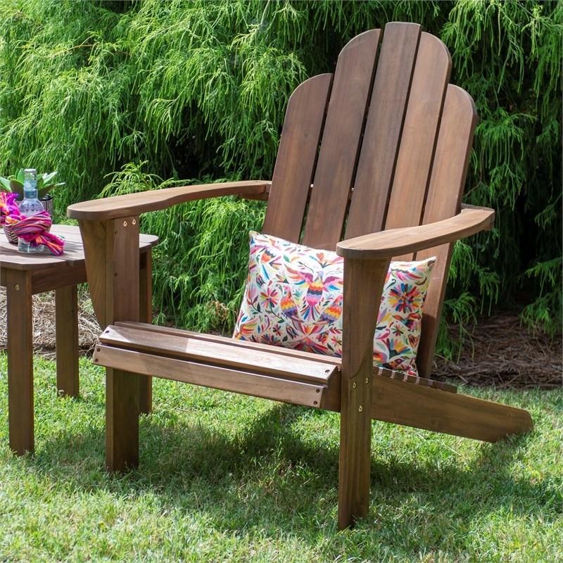 Linon Adirondack Wood Outdoor Chair in Acorn Brown