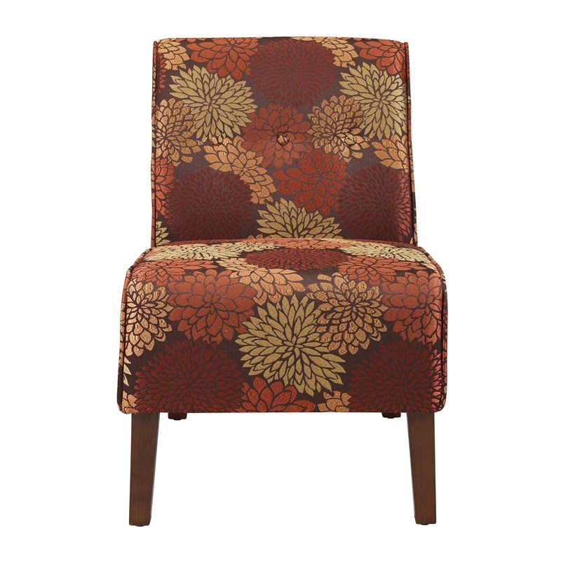 Linon Coco Harvest Wood Upholstered Accent Slipper Chair in Red
