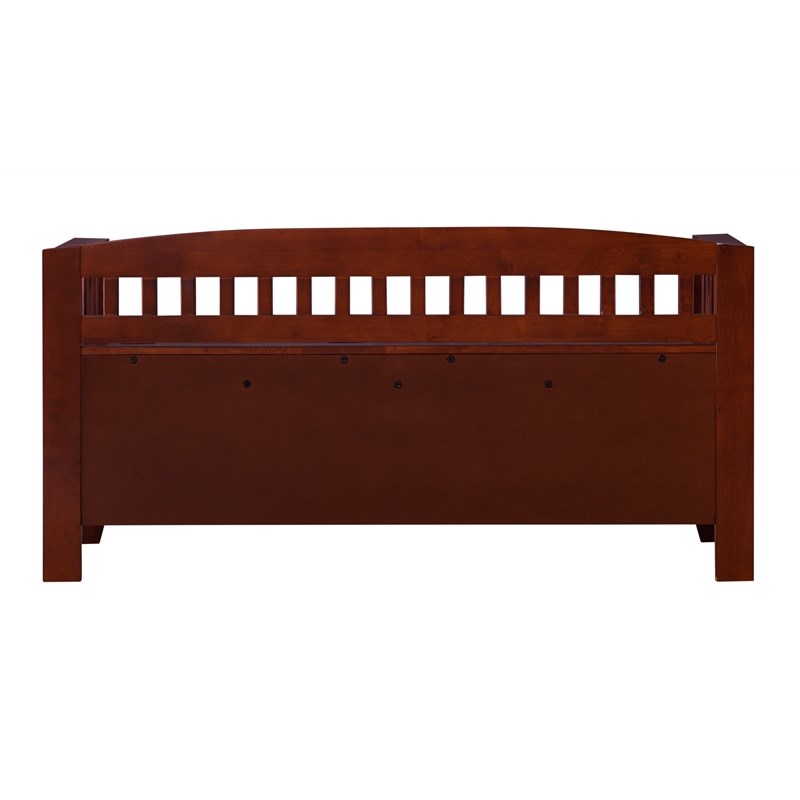 Linon Brandt Split Seat Wood Storage Bench in Brown