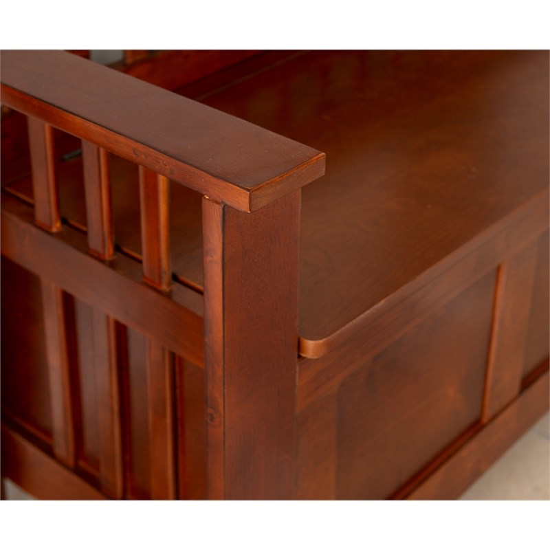 Linon Brandt Split Seat Wood Storage Bench in Brown