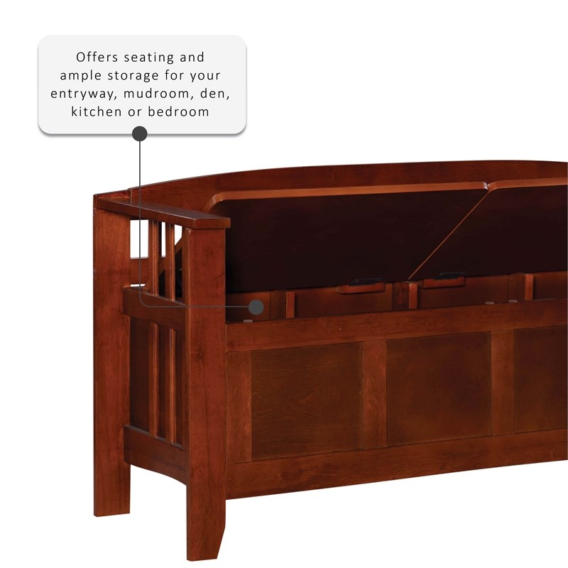 Linon Brandt Split Seat Wood Storage Bench in Brown
