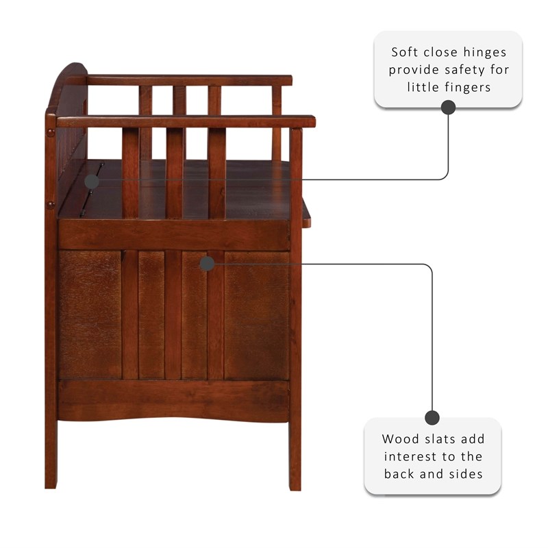 Linon Brandt Split Seat Wood Storage Bench in Brown