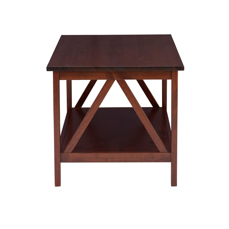 Linon Titian Pine Wood Coffee Table in Brown