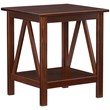 Linon Titian Solid Pine Wood End Table in Tobacco Brown