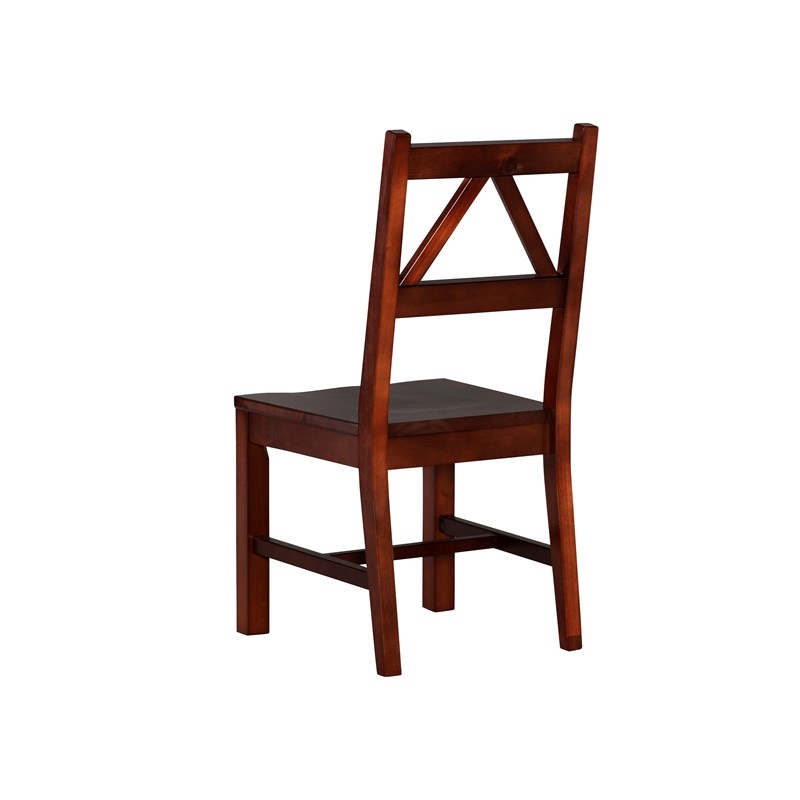 Linon Titian Solid Pine Wood Dining Chair in Tobacco Brown