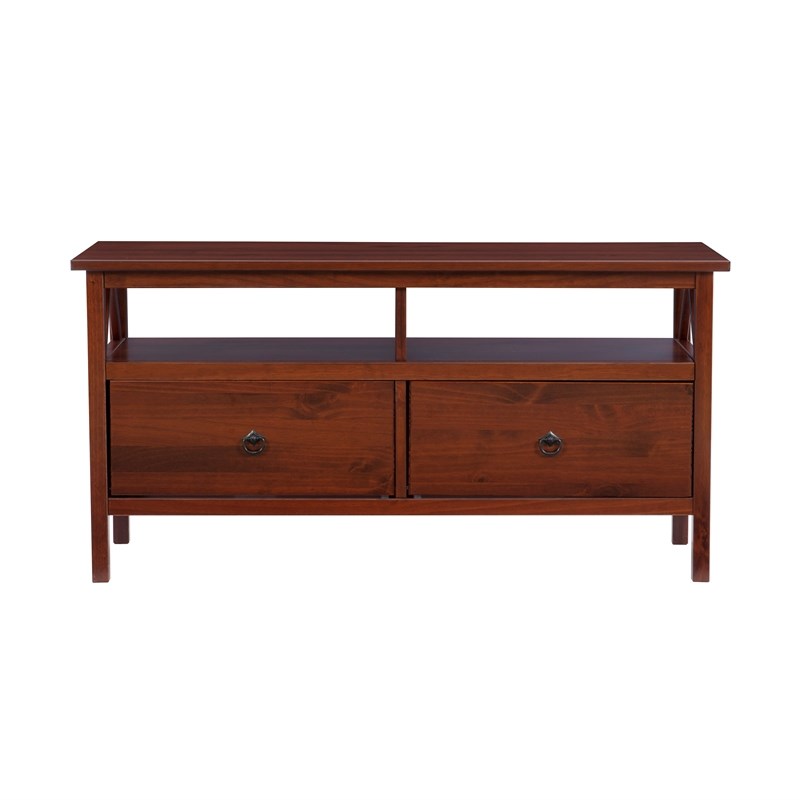 Linon Titian Wood Entertainment TV Stand in Brown