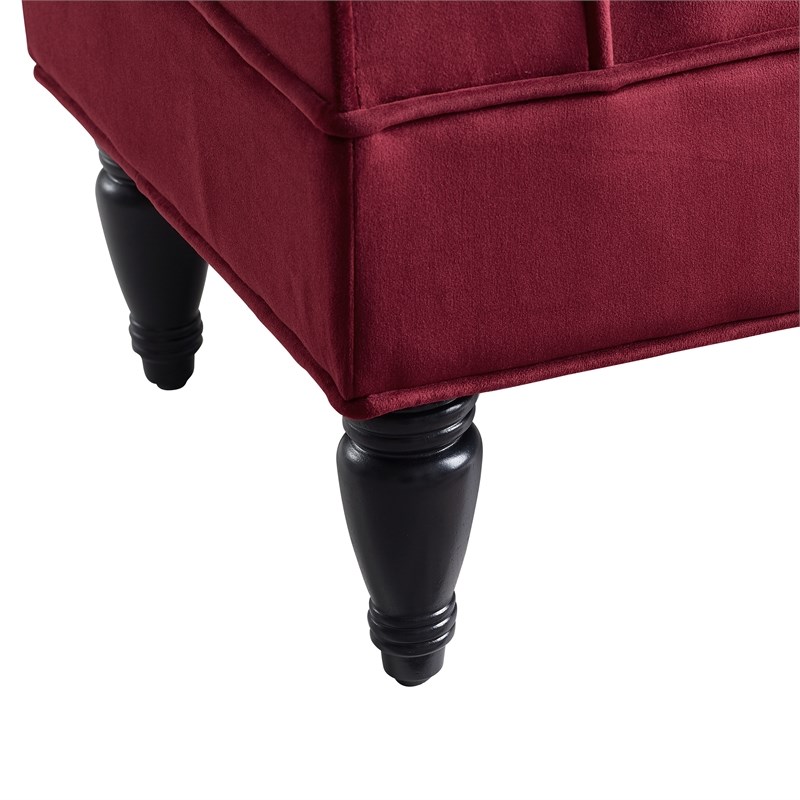 Linon Lillian Wood Upholstered Bench in Berry Red