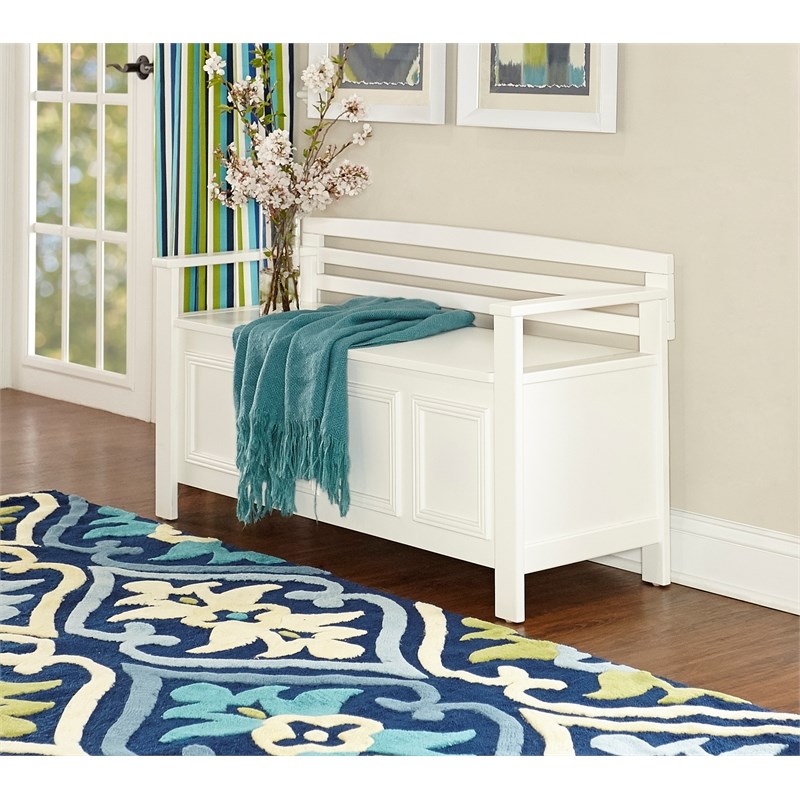 Linon Lenly Entryway Storage Bench in White
