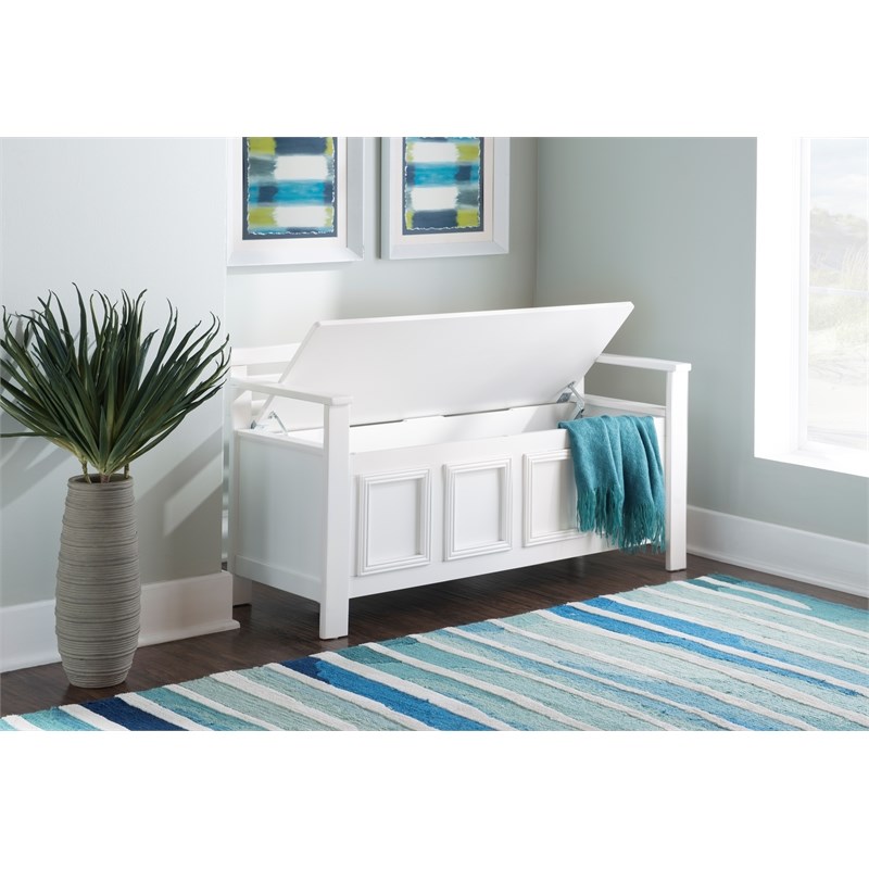 Linon Lenly Entryway Storage Bench in White