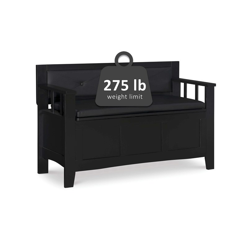Linon Carlton Padded Storage Bench in Black