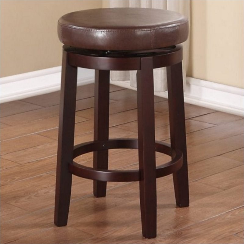 Linon Maya 24 Wood Swivel Counter Stool In Brown Homesquare   511140 L 