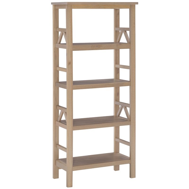 Linon Titian Wood Four Shelf Bookcase In Driftwood 86150gry01u