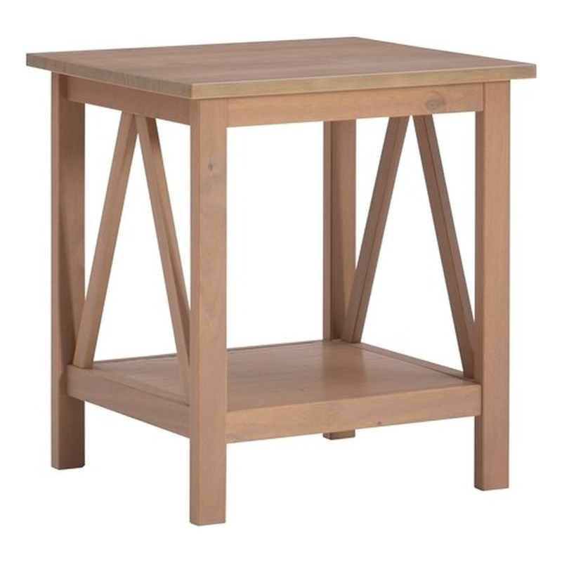 Linon Titian Wood End Table in Driftwood