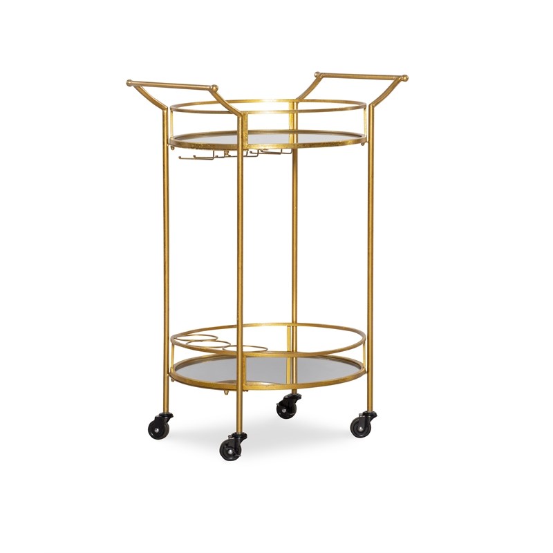 Linon Round Metal Bar Cart In Gold Homesquare