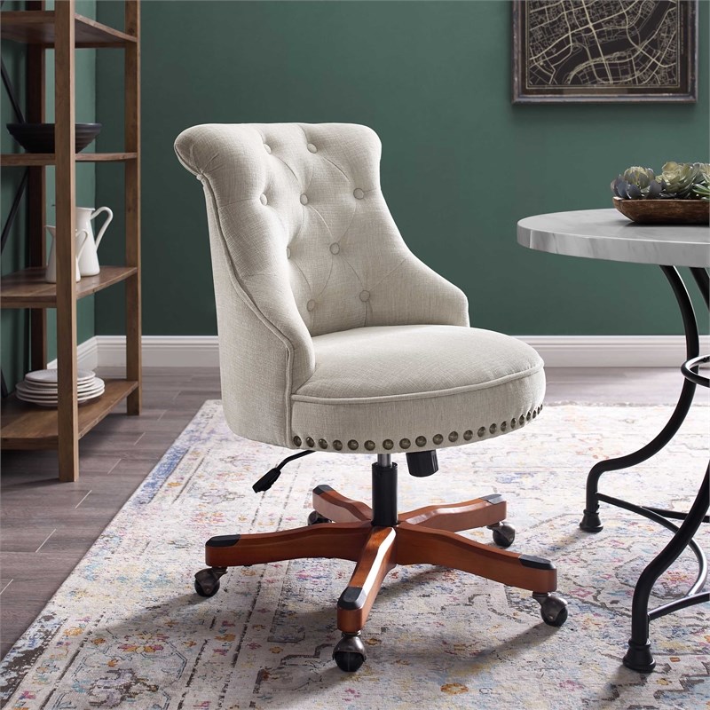 linon sinclair wood upholstered office chair in natural