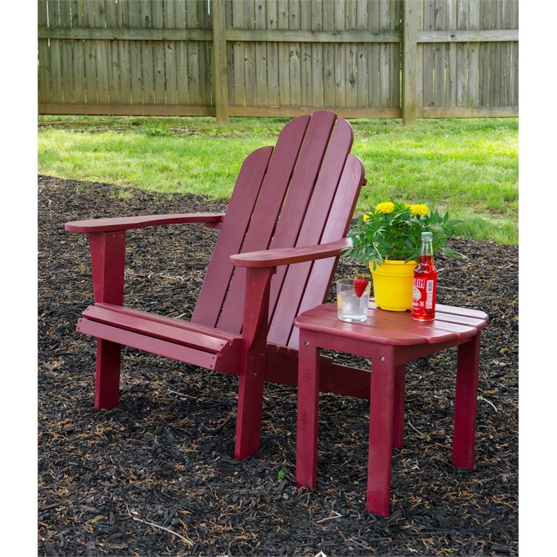 Linon Adirondack Wood Outdoor Chair in Red