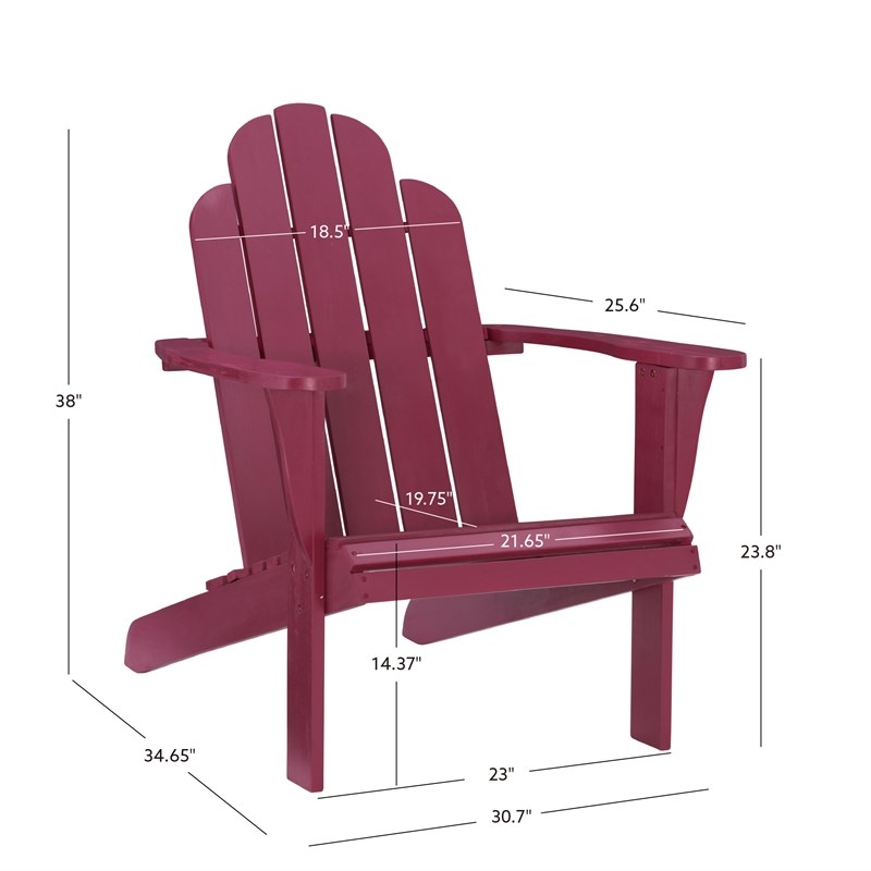 Linon Adirondack Wood Outdoor Chair in Red