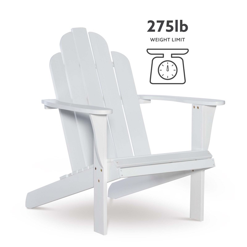 Linon Adirondack Wood Outdoor Chair in White