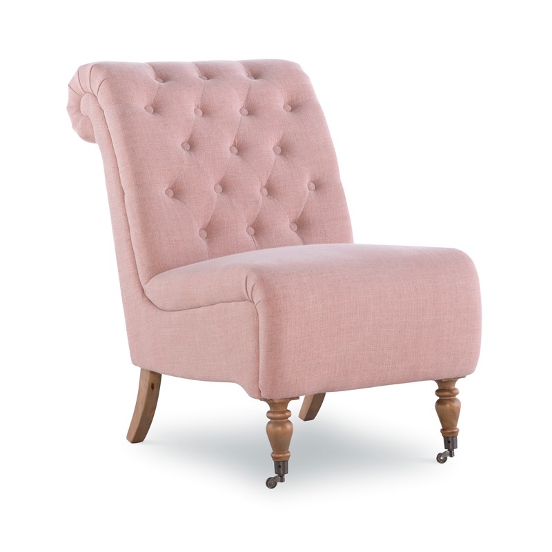 linon cora wood upholstered accent chair in pink 368255pnk01u