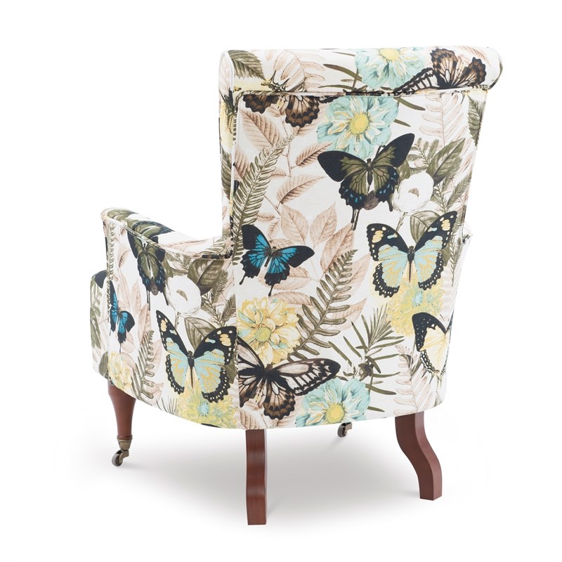 Linon Junnell Wood Upholstered Botanical Print Accent Chair in Green
