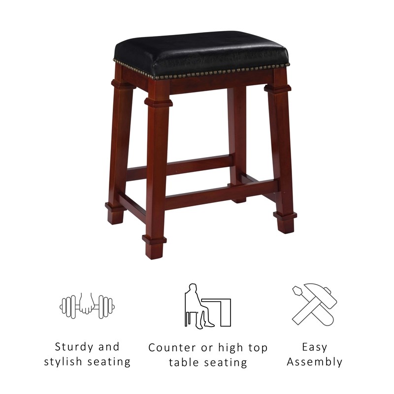 Linon Kennedy 24 Wood Counter Stool In Cherry Brown Homesquare - Linon Home Decor Bar Stool Instructions Linon Kennedy 24 Wood Counter Stool In Cherry Brown Homesquare - Linon Home Decor Bar Stool Instructions