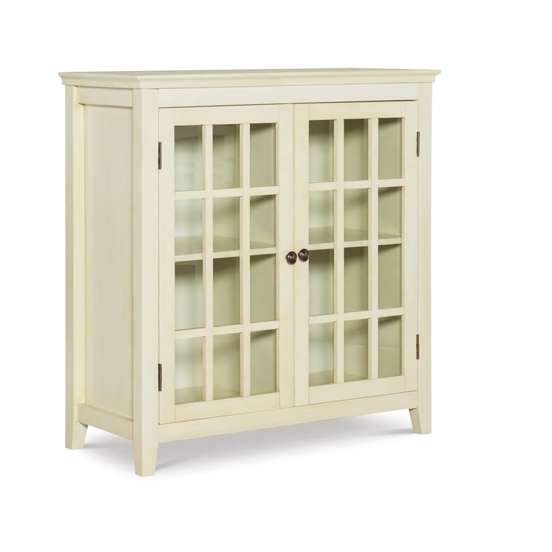 Linon Largo Wood Double Door Curio Cabinet in Antique White