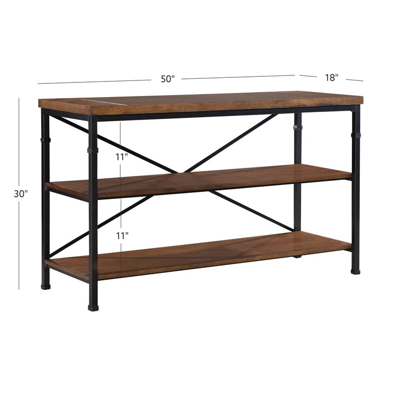 Linon Austin Wood and Metal TV Stand in Brown