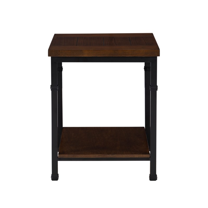 Linon Austin Wood and Metal End Table in Black
